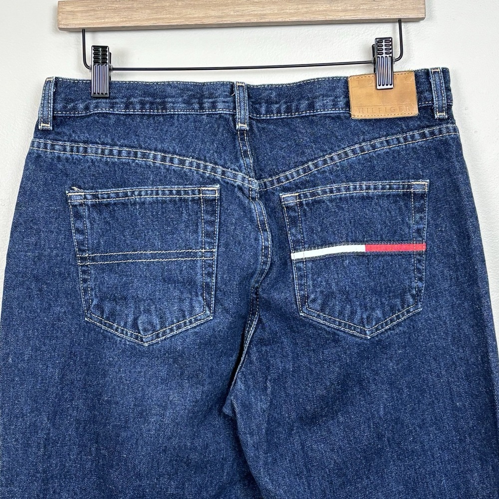 Vtg Tommy Hilfiger‎ Jeans Womens 8x32 Blue Flag Pocket Boyfriend Boot Cut Denim